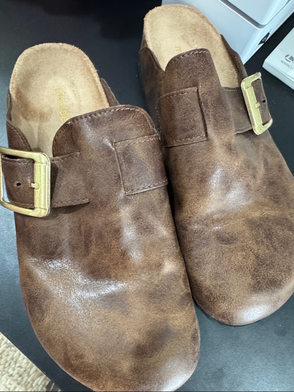 Madden Girl Brown Suede Slip-On Clogs with Buckle